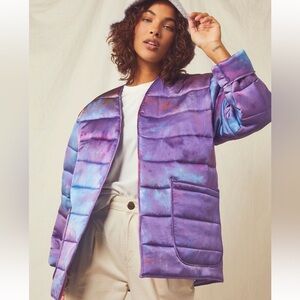 Free People X Riverside Tool & Dye Major Silk Quilted Jacket Purple One Size